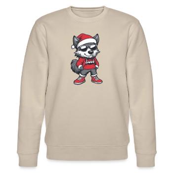 Wolf Weihnachten Comic Cool - Stanley/Stella Unisex Bio-Sweatshirt CHANGER  - Beige - Vorne - Nik (191cm) & Marisol (170cm)