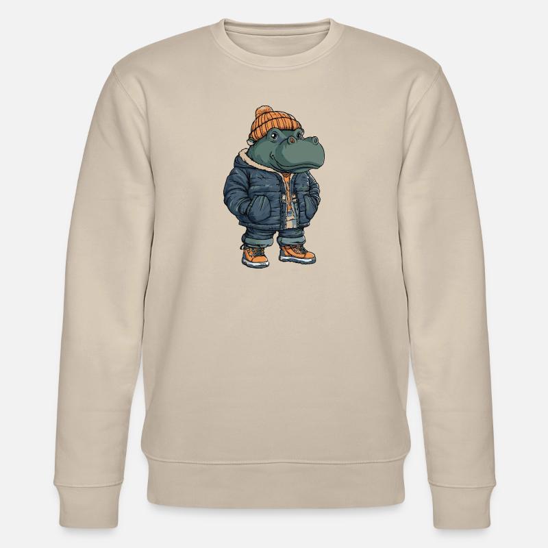 Hippopotame Drôle d’hiver - Sweat bio CHANGER Stanley/Stella Unisexe - beige