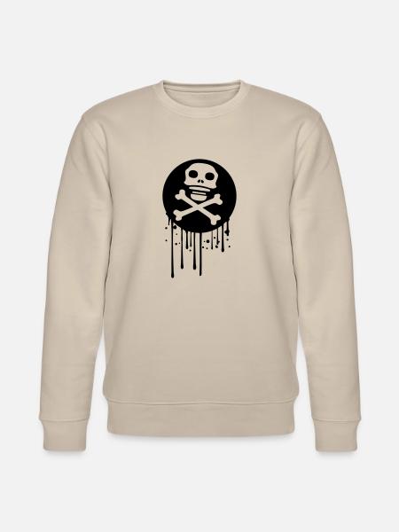 graffiti drip circle pirate logo rudder steering wheel on - Stanley/Stella CHANGER Unisex Organic Sweatshirt - beige