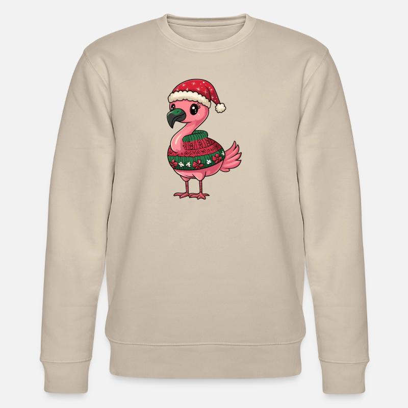 Flamingo Weihnachten Comic - Stanley/Stella Unisex Bio-Sweatshirt CHANGER  - Beige