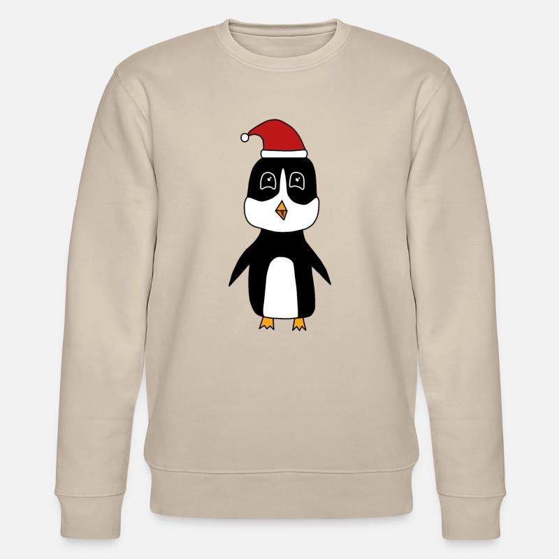 Pinguin feiert Weihnachten - Stanley/Stella Unisex Bio-Sweatshirt CHANGER  - Beige