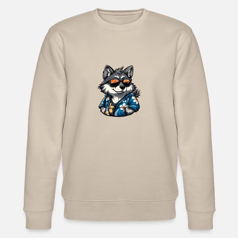 Wolf Comic Vacation - Stanley/Stella CHANGER Unisex Organic Sweatshirt - beige