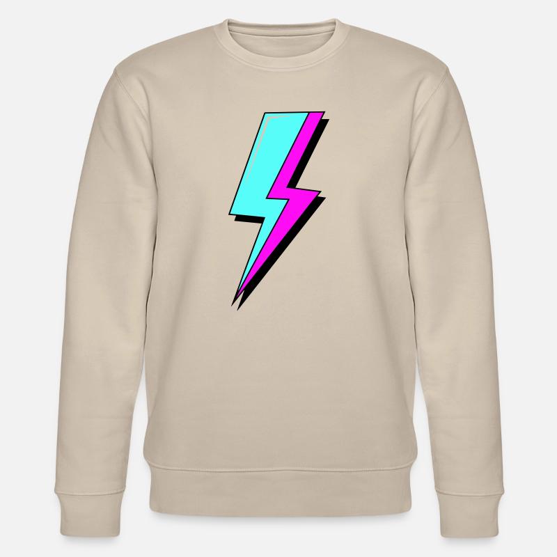 Psychedelic Neon Lightning - Stanley/Stella CHANGER Unisex Organic Sweatshirt - beige