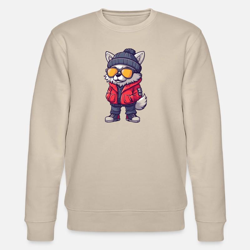 Wolf Cool Comic - Stanley/Stella CHANGER Unisex Organic Sweatshirt - beige