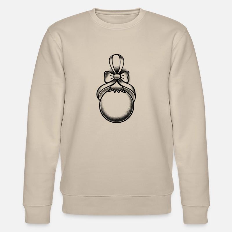Dunkle Weihnachtskugel im Tattoo-Stil - Stanley/Stella Unisex Bio-Sweatshirt CHANGER  - Beige