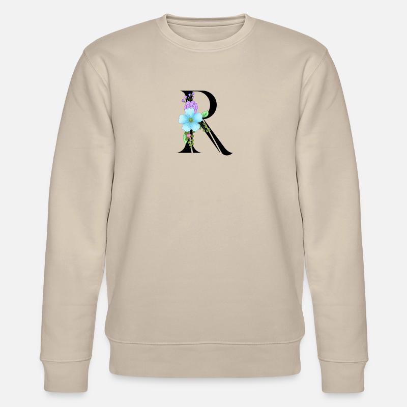 Eleganter Buchstabe 'R' mit Blumen - Stanley/Stella Unisex Bio-Sweatshirt CHANGER  - Beige