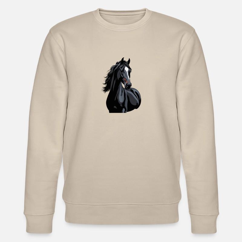schwarzes Pferd Silhouette - Stanley/Stella Unisex Bio-Sweatshirt CHANGER  - Beige