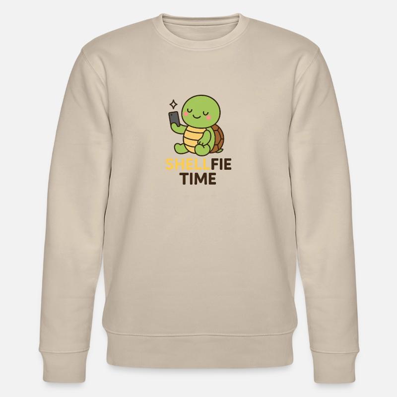 Shellfie Time – Süßes Schildkröten-Selfie - Stanley/Stella Unisex Bio-Sweatshirt CHANGER  - Beige