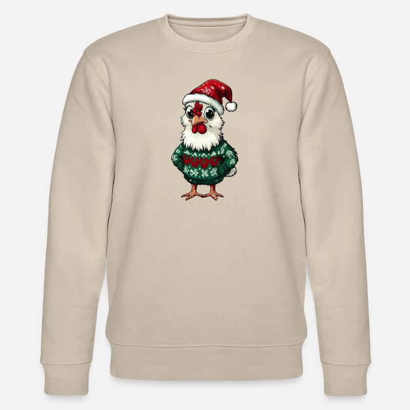 Hahn Weihnachten Comic - Stanley/Stella Unisex Bio-Sweatshirt CHANGER  - Beige