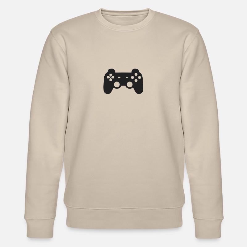 Schwarzer Spielkonsolen Controller Geschenk Idee - Stanley/Stella Unisex Bio-Sweatshirt CHANGER  - Beige