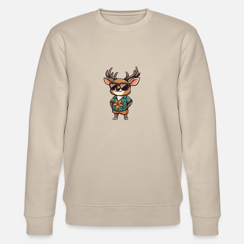 Hirsch Comic Urlaub - Stanley/Stella Unisex Bio-Sweatshirt CHANGER  - Beige