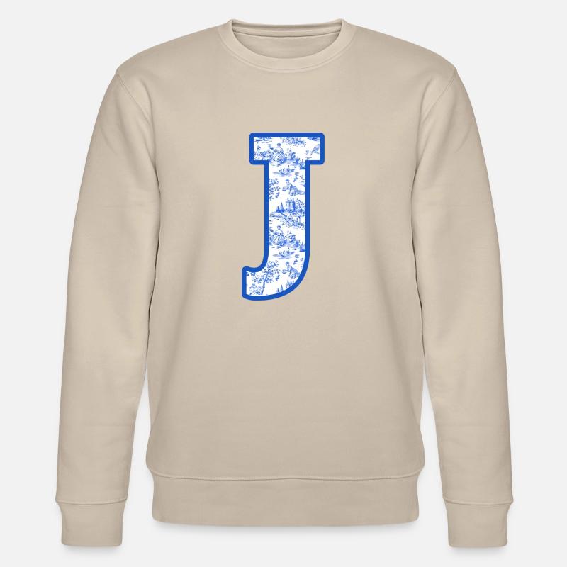 Buchstabe j blaue Chinoiserie - Stanley/Stella Unisex Bio-Sweatshirt CHANGER  - Beige