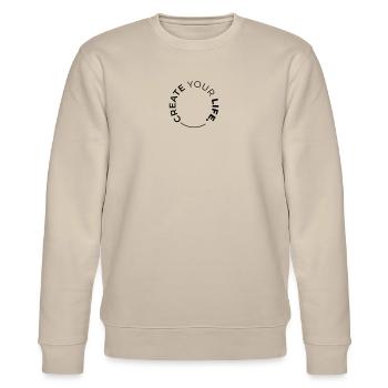 CREATE YOUR LIFE - Stanley/Stella Unisex Bio-Sweatshirt CHANGER  - Beige - Vorne - Nik (191cm) & Marisol (170cm)