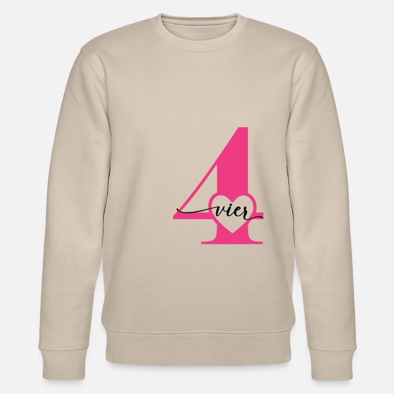 Ziffer Vier 4 mit Herz - Stanley/Stella Unisex Bio-Sweatshirt CHANGER - Beige