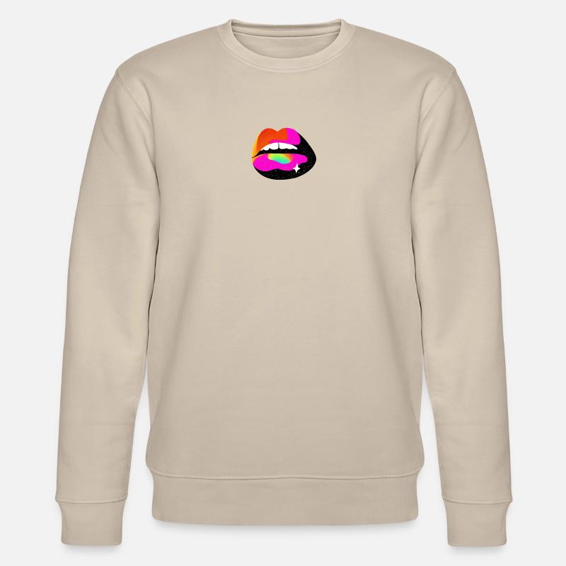 Regenbogen Lippe Pop Art - Stanley/Stella Unisex Bio-Sweatshirt CHANGER  - Beige