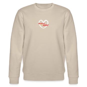 Hustle with Heart (red) - Stanley/Stella CHANGER Unisex Organic Sweatshirt - beige - Front - Nik (191cm) & Marisol (170cm)