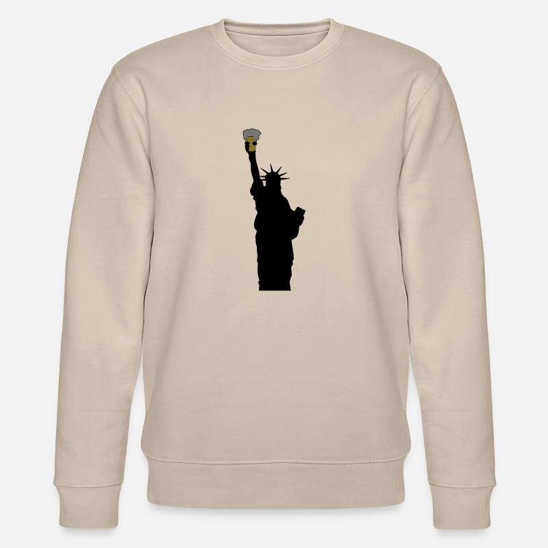 statue de la liberté avec un verre de bière - Sweat bio CHANGER Stanley/Stella Unisexe - beige