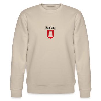 Hamburg Logo ROT Ohne Hintergrund - Stanley/Stella Unisex Bio-Sweatshirt CHANGER  - Beige - Vorne - Nik (191cm) & Marisol (170cm)