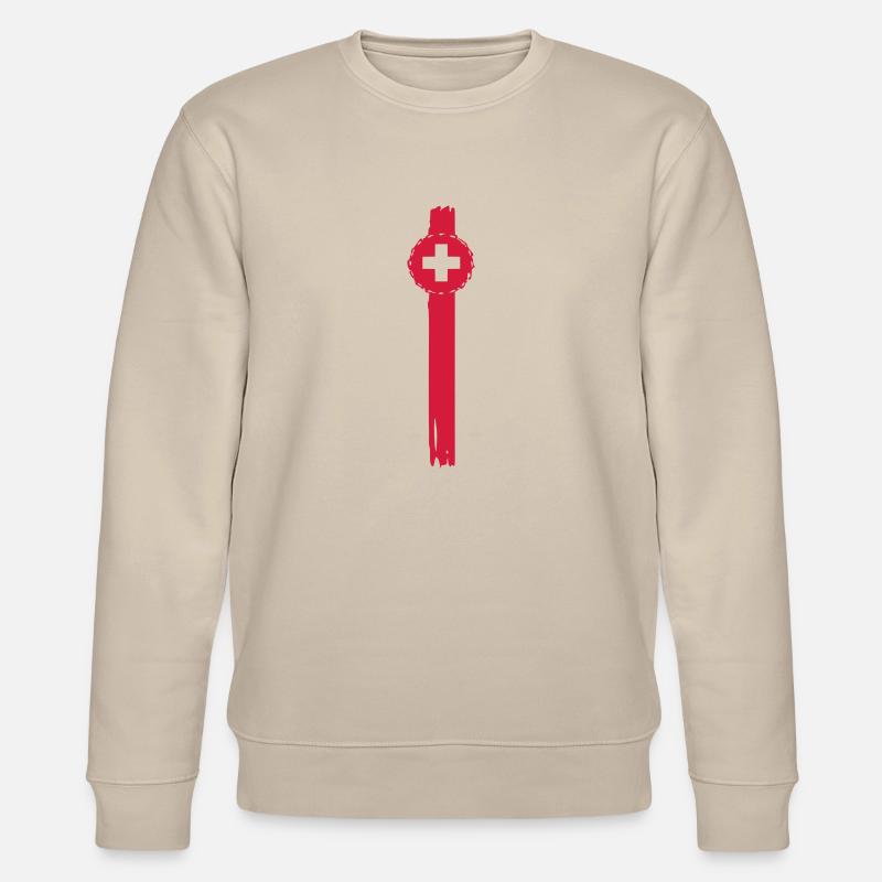 scheizer Kreuz anstecker - Stanley/Stella Unisex Bio-Sweatshirt CHANGER  - Beige