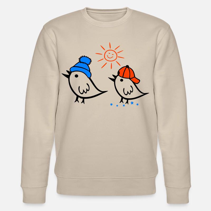 Spatz, Sonne, Frühling - Stanley/Stella Unisex Bio-Sweatshirt CHANGER  - Beige