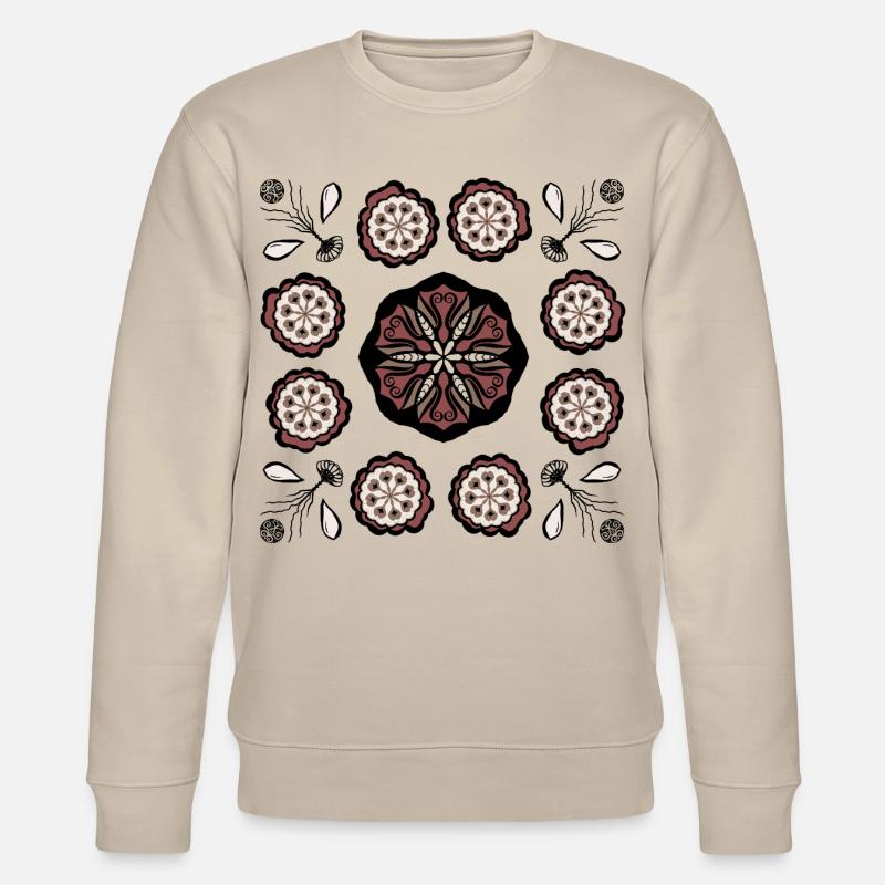 Dunkles Blütenmandala Muster - Stanley/Stella Unisex Bio-Sweatshirt CHANGER  - Beige
