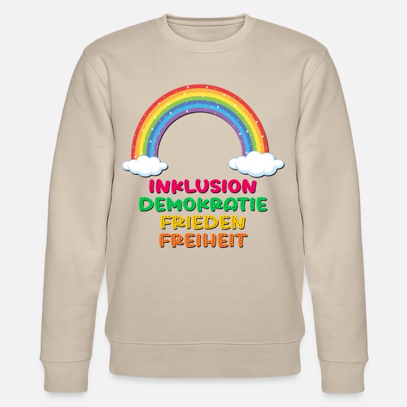 INKLUSION REGENBOGEN FRIEDEN DEMOKRATIE - Stanley/Stella Unisex Bio-Sweatshirt CHANGER  - Beige