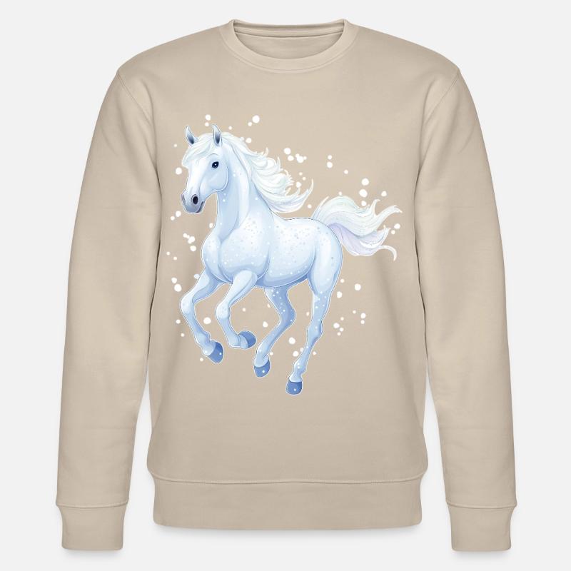 Pferd mit Schneeflocken - Stanley/Stella Unisex Bio-Sweatshirt CHANGER  - Beige