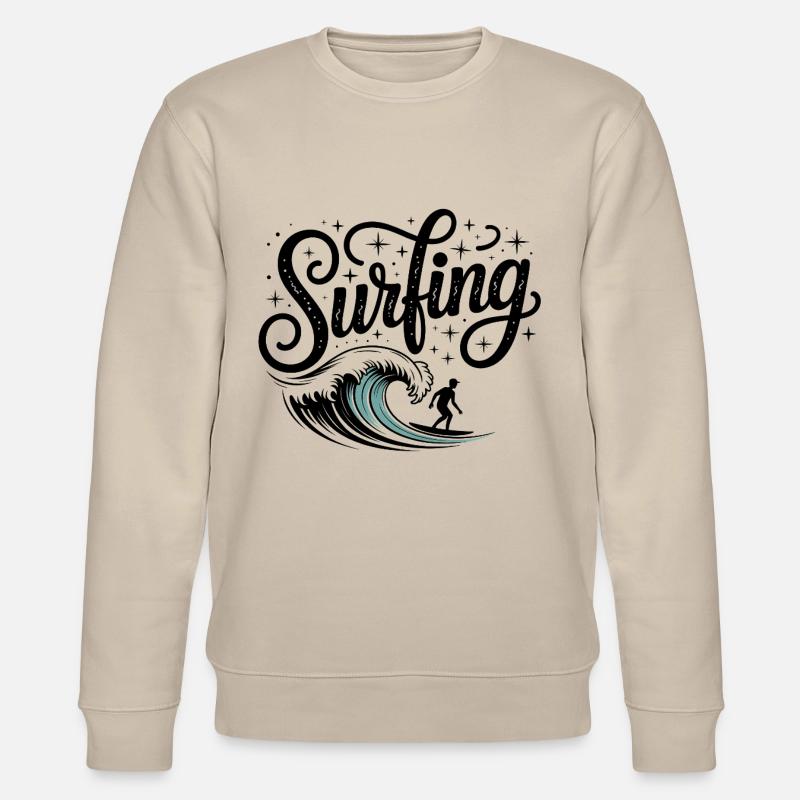 Surfen - Cooles Surfer-Logo - Stanley/Stella Unisex Bio-Sweatshirt CHANGER  - Beige