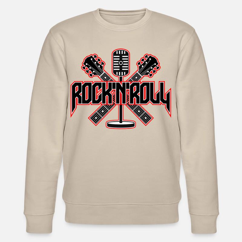 Emblème du micro et guitares RocknRoll - Sweat bio CHANGER Stanley/Stella Unisexe - beige