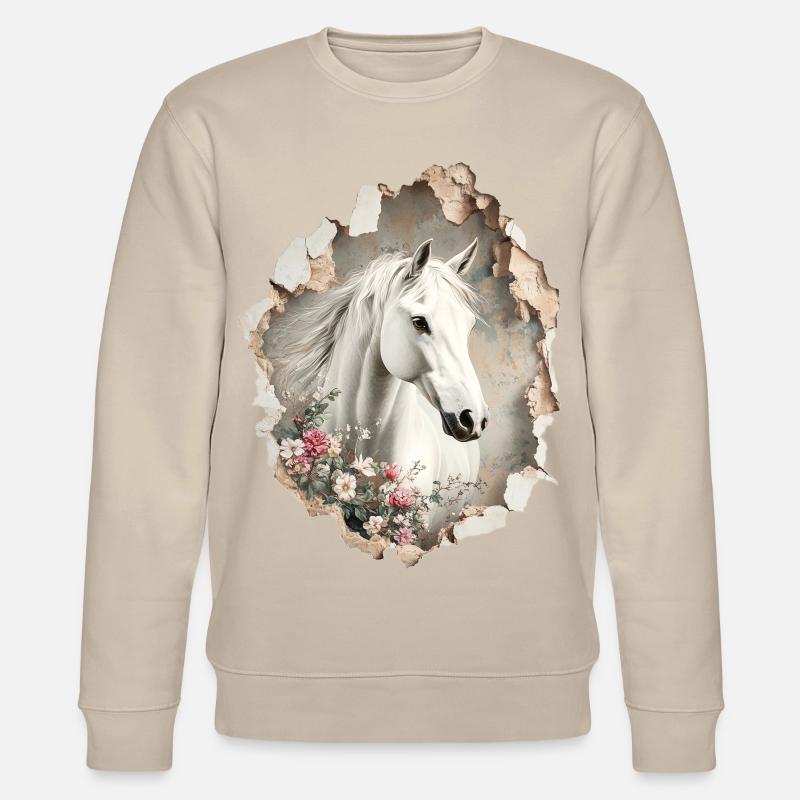 Pferd Blumen - Stanley/Stella Unisex Bio-Sweatshirt CHANGER  - Beige