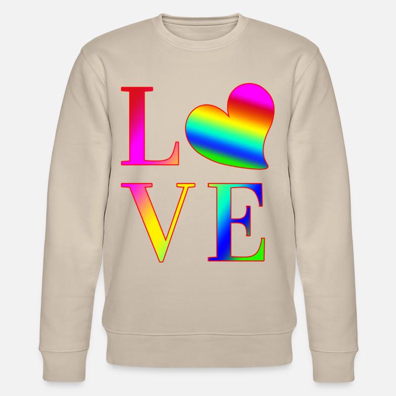 LIEBE BUNTE TYPOGRAFIE - Stanley/Stella Unisex Bio-Sweatshirt CHANGER  - Beige