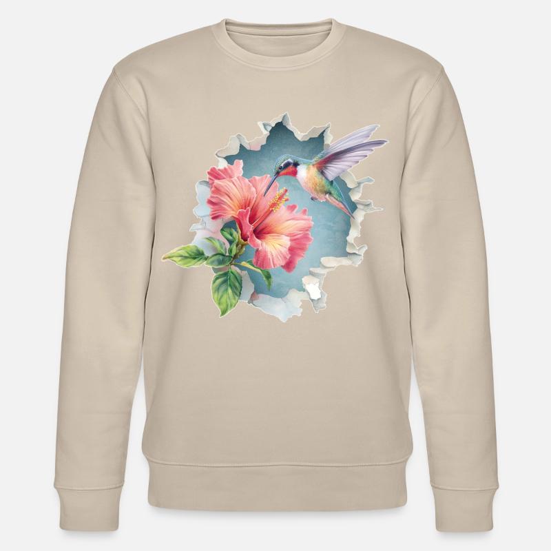 Colibri avec des fleurs - Sweat bio CHANGER Stanley/Stella Unisexe - beige