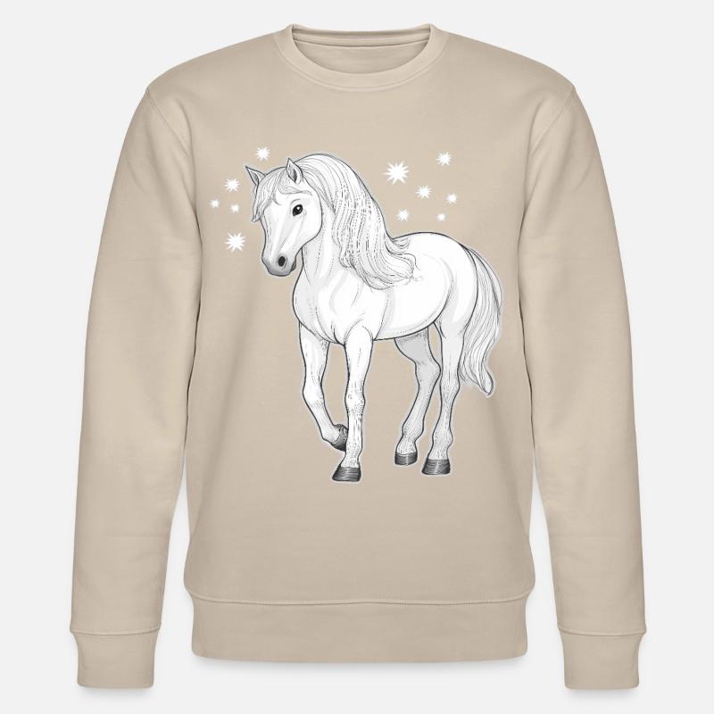 Hest med stjerner - Stanley/Stella økologisk unisex-sweatshirt CHANGER  - beige