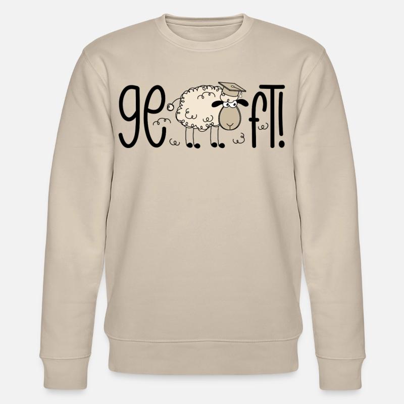 Færdig! Funny Sheep Doctoral Hat dimissionsudgave 2026 - Stanley/Stella økologisk unisex-sweatshirt CHANGER  - beige