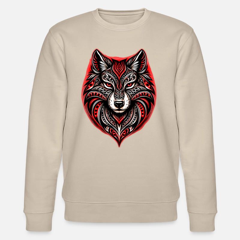 Rot-Schwarzer Stammeswolf - Stanley/Stella Unisex Bio-Sweatshirt CHANGER  - Beige
