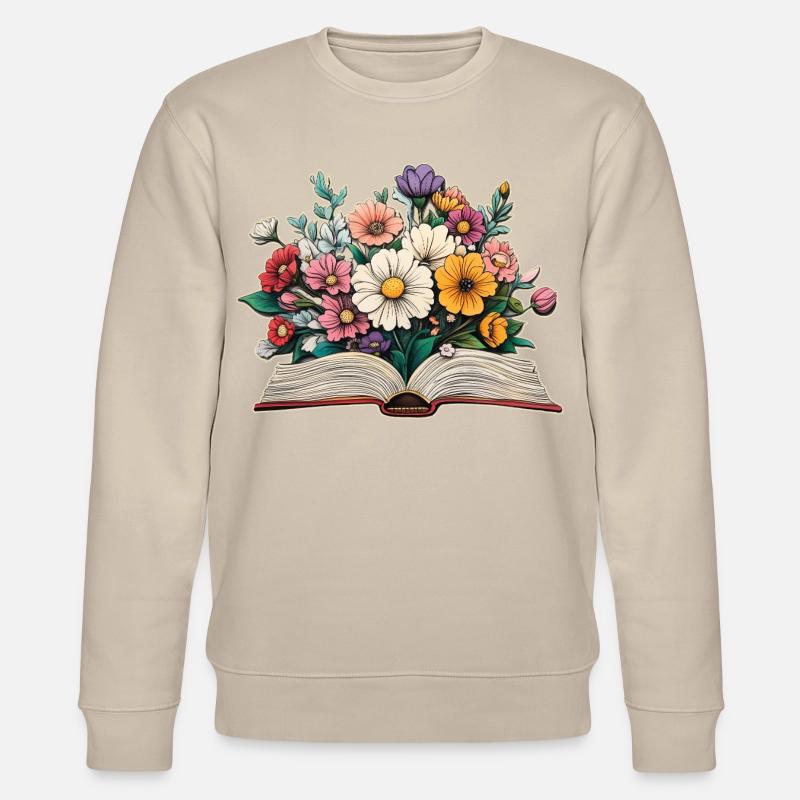Buch mit Blumen - Stanley/Stella Unisex Bio-Sweatshirt CHANGER  - Beige