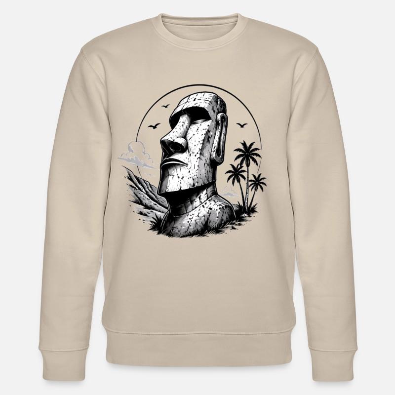 Moai Osterinsel Statue  - Stanley/Stella Unisex Bio-Sweatshirt CHANGER  - Beige