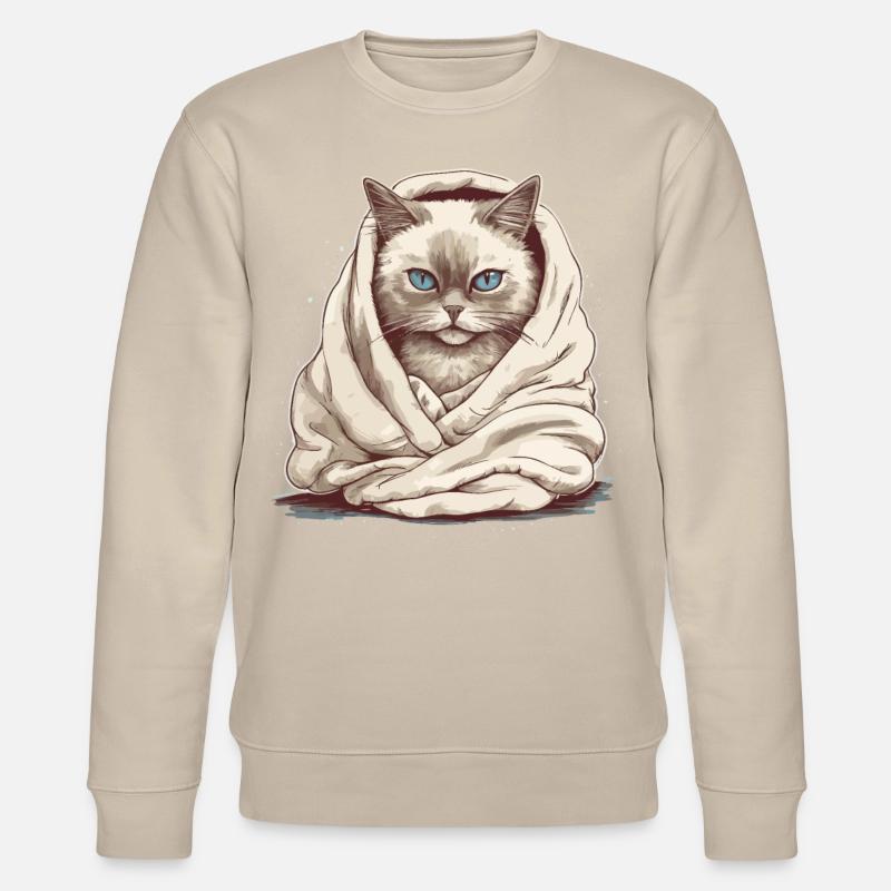 Katze in einer Decke - Stanley/Stella Unisex Bio-Sweatshirt CHANGER  - Beige