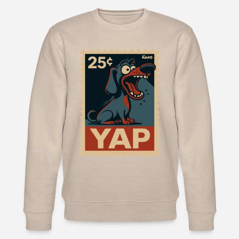 Comic-Dackel auf Briefmarke - Stanley/Stella Unisex Bio-Sweatshirt CHANGER  - Beige