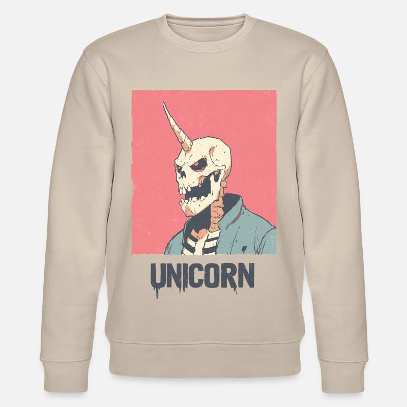 Unicorn Schädel - Stanley/Stella Unisex Bio-Sweatshirt CHANGER  - Beige