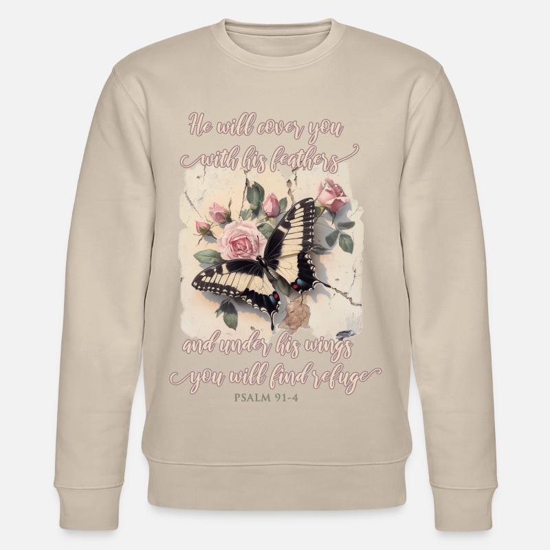 Bibelvers Schmetterling Christlich - Stanley/Stella Unisex Bio-Sweatshirt CHANGER  - Beige