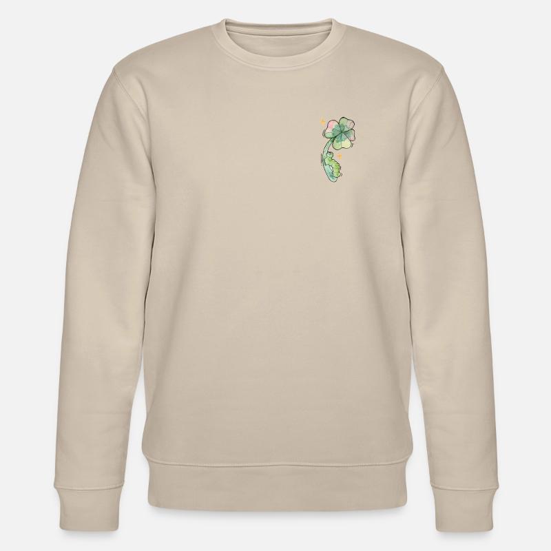 Glücksbringer Raupe auf Kleeblatt - Stanley/Stella Unisex Bio-Sweatshirt CHANGER  - Beige