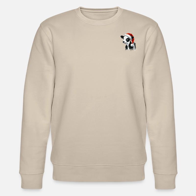 Weihnachtskalb mit Nikolausmütze - Stanley/Stella Unisex Bio-Sweatshirt CHANGER  - Beige