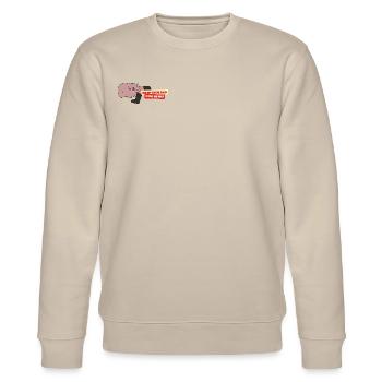 Moo Deng Attack! - Stanley/Stella Unisex Bio-Sweatshirt CHANGER  - Beige - Vorne - Nik (191cm) & Marisol (170cm)