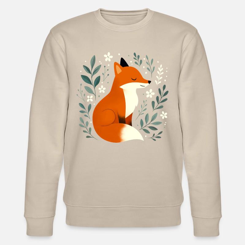 Renard avec des fleurs - Sweat bio CHANGER Stanley/Stella Unisexe - beige