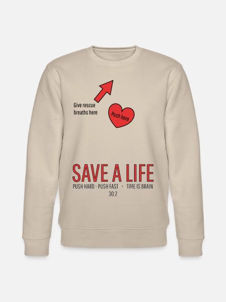 Save a life! CPR - Stanley/Stella CHANGER Unisex Organic Sweatshirt - beige