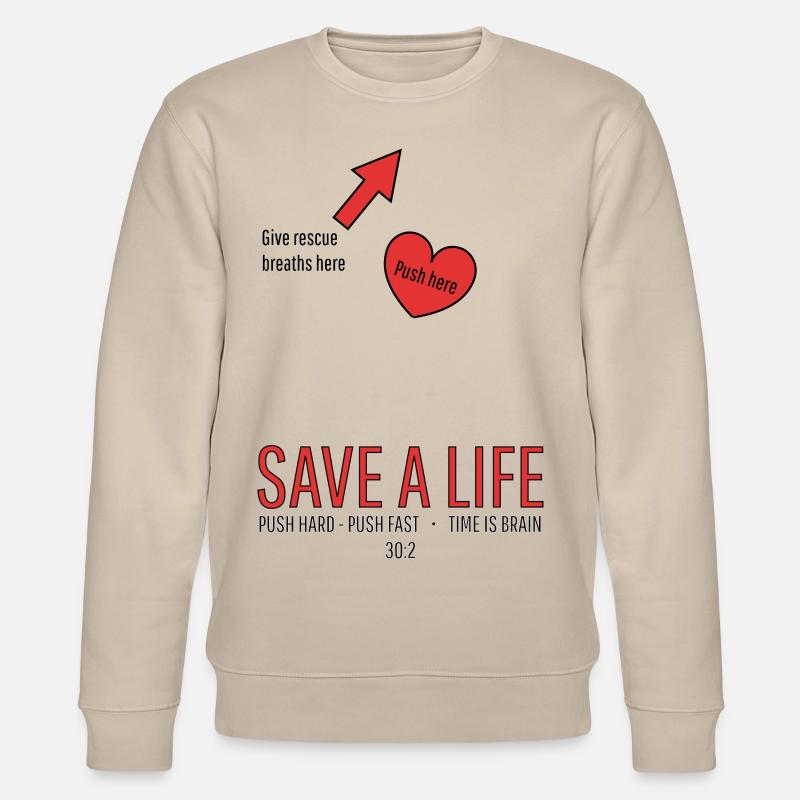 Save a life! CPR - Stanley/Stella CHANGER Unisex Organic Sweatshirt - beige