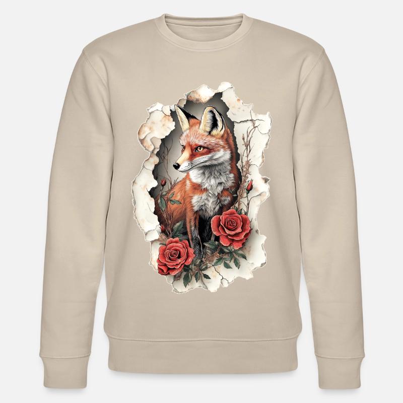 Renard avec des fleurs - Sweat bio CHANGER Stanley/Stella Unisexe - beige