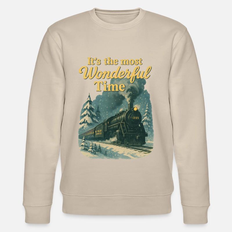 Retro Weihnachten Polar Express - Stanley/Stella Unisex Bio-Sweatshirt CHANGER  - Beige