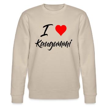 Kauen Gummi - I Love Kaugummi - Stanley/Stella Unisex Bio-Sweatshirt CHANGER  - Beige - Vorne - Nik (191cm) & Marisol (170cm)